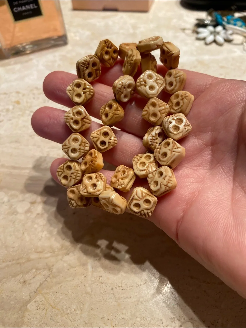 Stone Skull Beads Stretch Bracelet Bundle